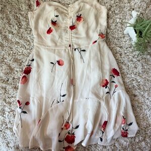 Three Hearts Cream and Red Floral Dress